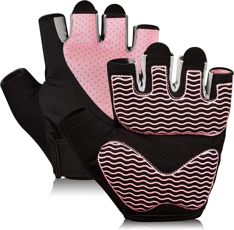 Sunnex Workout Gloves for Women - Breathable Weight Lifting Gloves with Non-Slip Silicone Padding, Fingerless Gym Gloves for Cycling, Rowing, Pull Ups & Training (4 Sizes) - Image 1